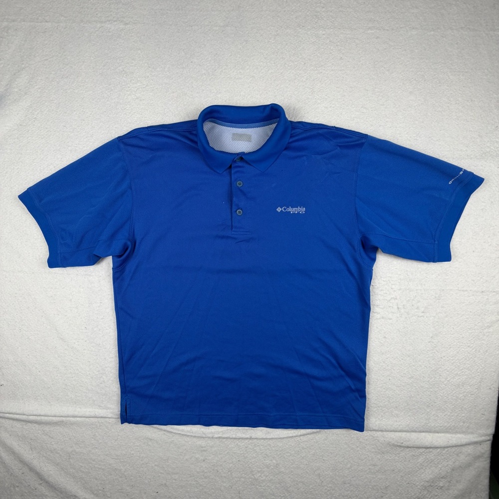 Columbia PFG Mens Blue Short‎ Sleeve Vented Performance Polo Shirt FM6016 Large